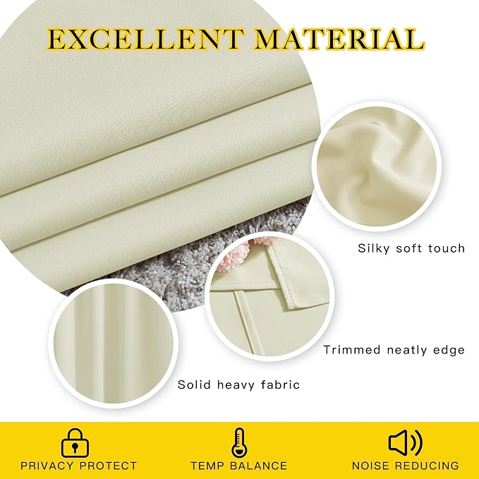 NICETOWN Grommet Blackout Curtains 2 Panels, Room Darkening Window Treatments - Image 3