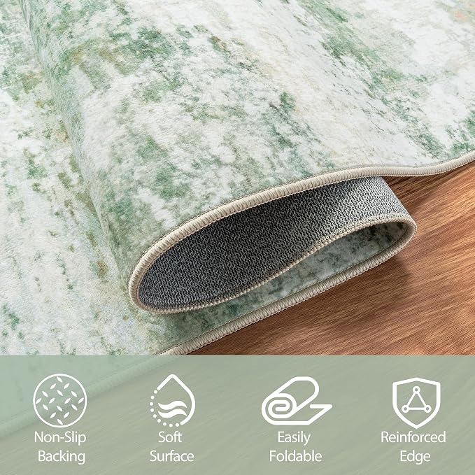Aelenmu 8x10 Area Rugs for Living Room Washable Bedroom Dining Room Green | - Image 4