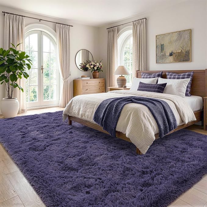 4x6 Taro Purple Fluffy Soft Area Rug Non-Slip - Image 3