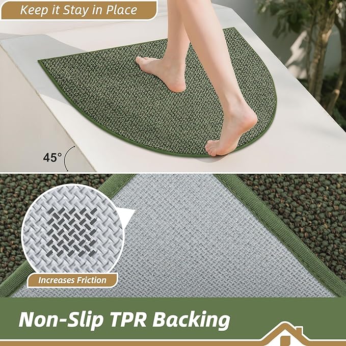 BEQHAUSE Dirt Trapper Door Mat 26" x 40" Half Circle Non Slip Rugs, Absorbent - Image 4