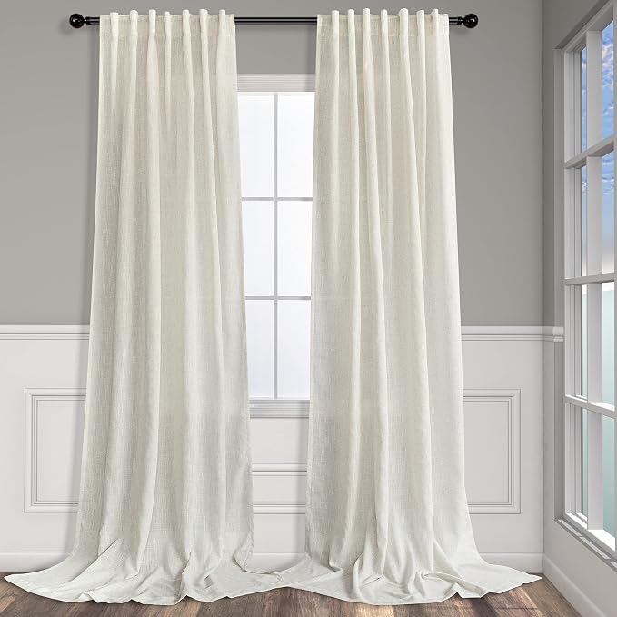 Pitalk Off White Linen Curtains 92 Inch Length 2 Panels by Pitalk