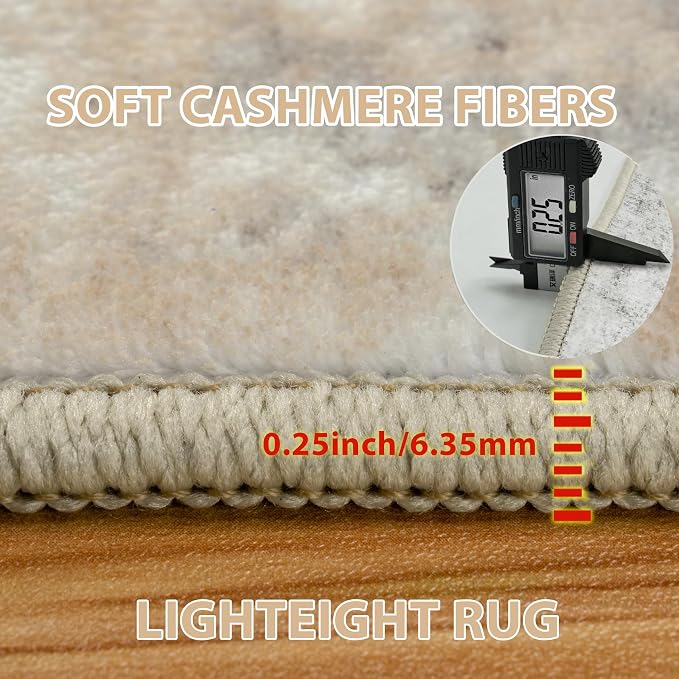 5x7 Area Rugs for Living Room Washable Bedroom Dining Room Beige Grey | Modern - Image 6