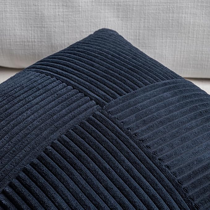 Fancy Homi 2 Packs Navy Blue Euro Decorative Throw Pillow Covers 26x26 Inch - Image 3