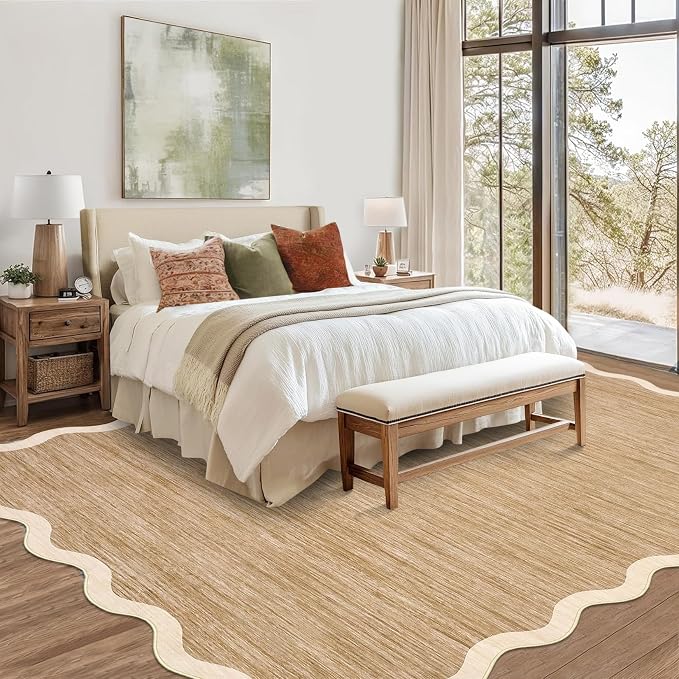GarveeHome Scalloped Living Room Rug 5x7 Area Rug Washable Non Slip | Area Rug - Image 3