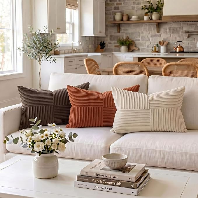 Fancy Homi 2 Packs Rust Lumbar Decorative Throw Pillow Covers 14x22 Inch - Image 2