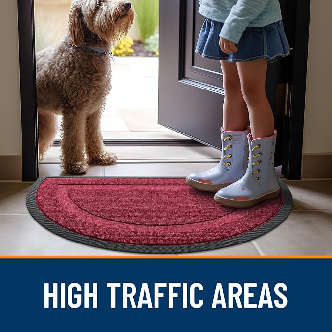 OLANLY Half Circle Front Door Mat Outside 29.5x17 All-Season Rubber Doormat | - Image 7