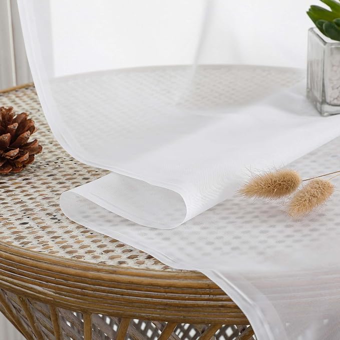 Chyhomenyc White Sheer Curtains 72 Inches Long 2 Panels - Image 3