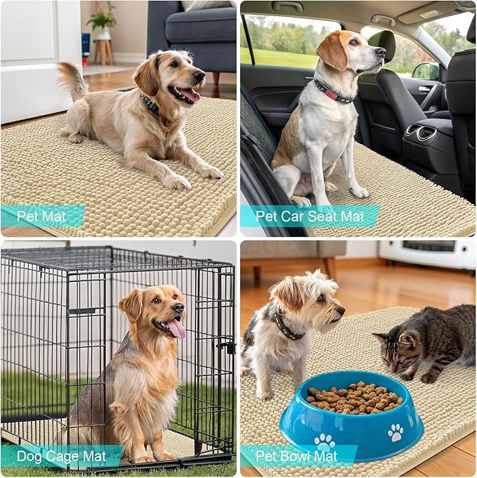 OLANLY Dog Door Mat for Muddy Paws 59x24, Super Absorbent Chenille Mud Mat | - Image 7