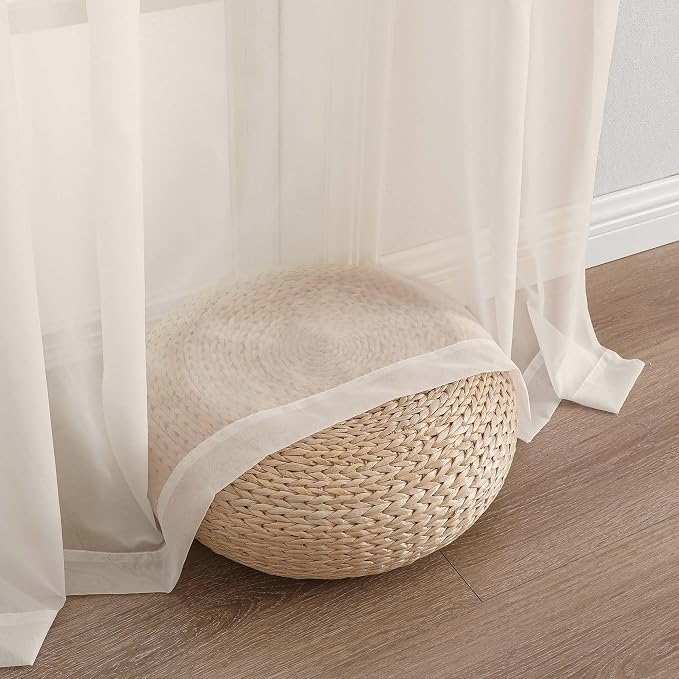 Cream Sheer Curtains 120 Inches Long 2 Panels Set, 59 Inch Extra Wide Soft Airy - Image 5