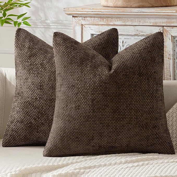 MIULEE Decorative Dark Brown Euro Sham Pillow Covers 24x24 Inch 2 Pack | Modern by MIULEE