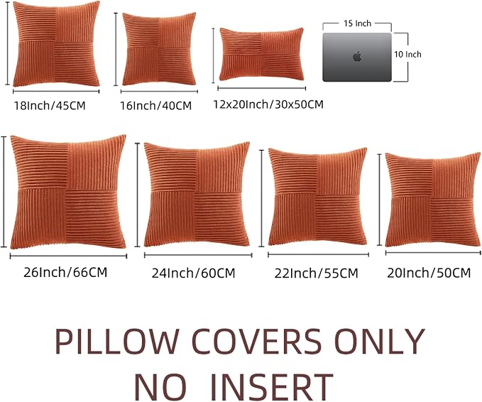 Fancy Homi Set of 2 Burnt Orange Decorative Throw Pillow Covers 18x18 Inch - Image 7