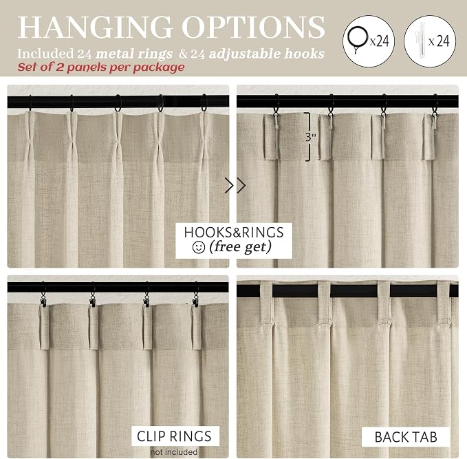 Pinch Pleated Extra Wide 70 Inch High Ceiling Curtains 108 Inches Long 2 Panels - Image 5