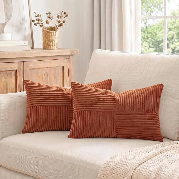 Fancy Homi 2 Packs Rust Lumbar Decorative Throw Pillow Covers 14x22 Inch - Image 7
