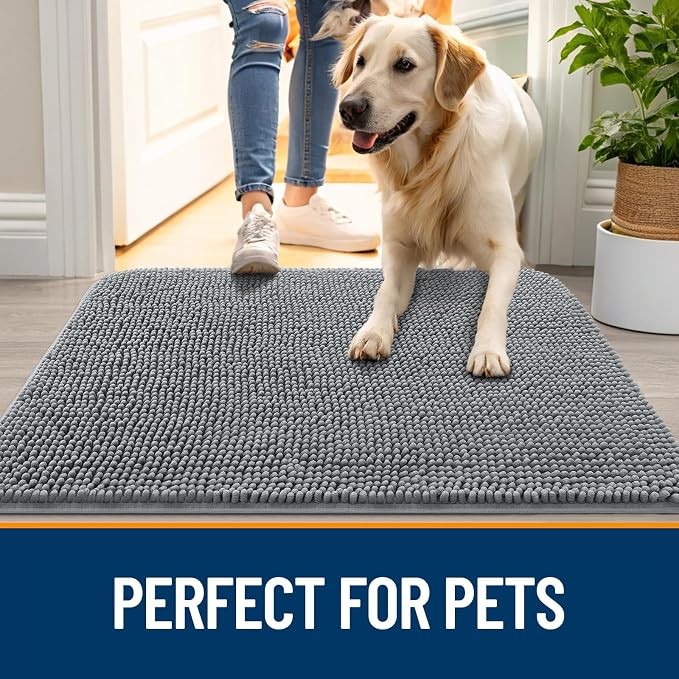 OLANLY Dog Door Mat for Muddy Paws 44x24, Super Absorbent Chenille Mud Mat | - Image 6