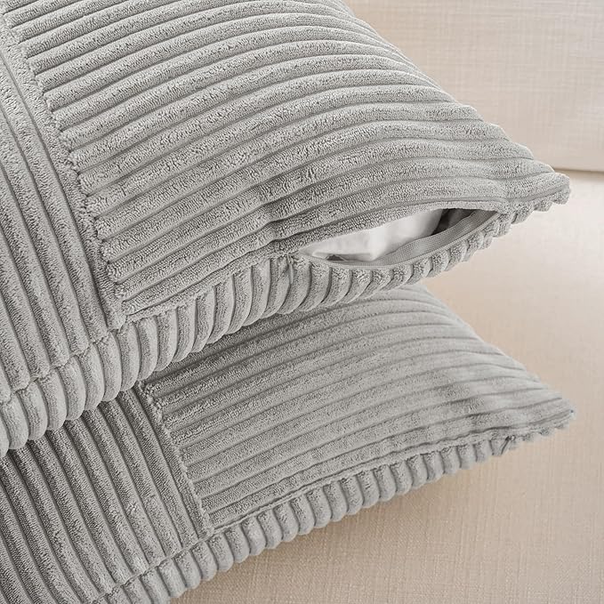 Fancy Homi 2 Packs Grey Decorative Throw Pillow Covers 20x20 Inch - Image 4