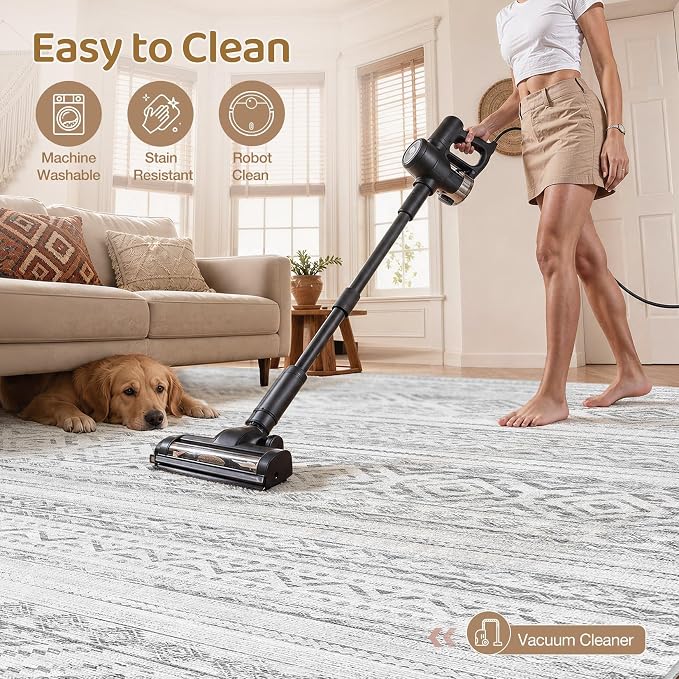 cotiled 6x9 Area Rugs for Living Room: Boho Washable Rug for Dining Room | - Image 3