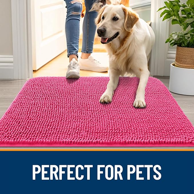 OLANLY Dog Door Mat for Muddy Paws 54x32, Super Absorbent Chenille Mud Mat | - Image 6