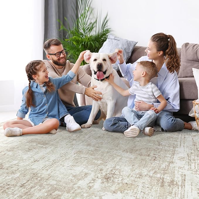 Aelenmu 5x7 Area Rugs for Living Room Bedroom Dining Room Washable Beige | Soft - Image 7