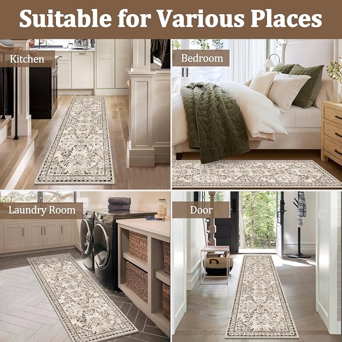 Yamaziot 2x6 Washable Hallway Runner Rug Non Slip Floral Carpet, Stain Resistant - Image 7