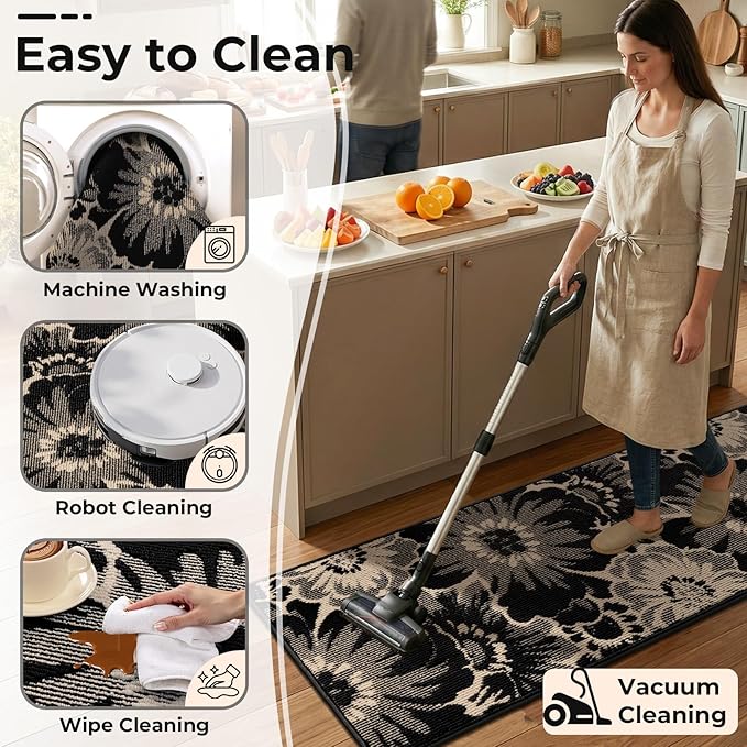 Findosom Hallway Runner Rug 3x6, Non Slip High-Low Textured Floral Washable - Image 5
