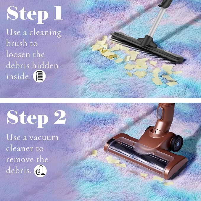 Rainbow Round Area Rugs 6ft, Fluffy Soft Bedroom Circle Rug - Image 9