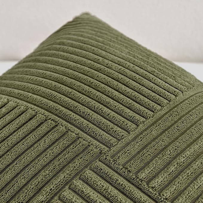 Fancy Homi 2 Packs Olive Green Lumbar Decorative Throw Pillow Covers 16x32 Inch - Image 4