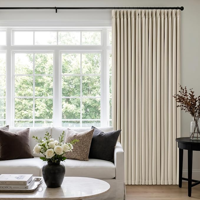 Oatmeal Beige Extra Wide Blackout 60 x 108 Inch Pinch Pleat Curtain 1 Panel | - Image 6