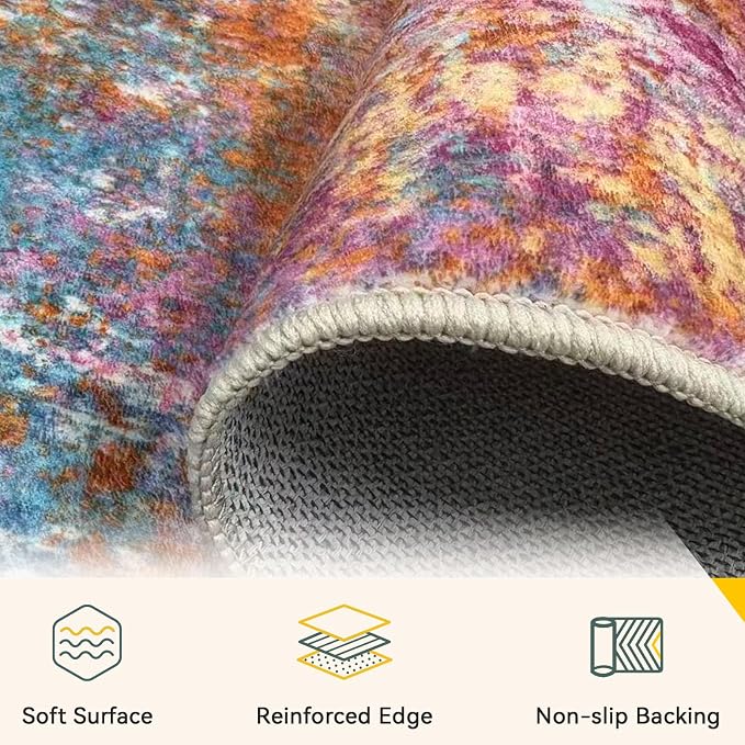 RELEANY Washable 5'x7' Abstract Area Rug - Image 5