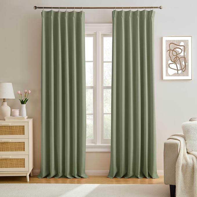 Pinch Pleated Curtains 120 Inches Long 10 FT Length, Luxury Blackout Bedroom by KEQIAOSUOCAI