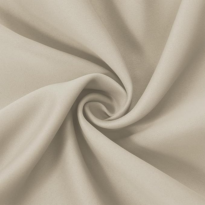 Light Beige Blackout Curtains 52 x 84 Inch Long Beige Curtains Set of 2 Panels - Image 6