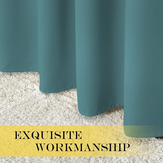 NICETOWN Sea Teal Blackout Curtains 84 inch Length, Grommet Top Room Darkening - Image 5