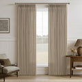 Camel Tan Beige Linen Pleated Semi Sheer Neutral Curtains 50x86 | Pinch Pleat by Twodrapes