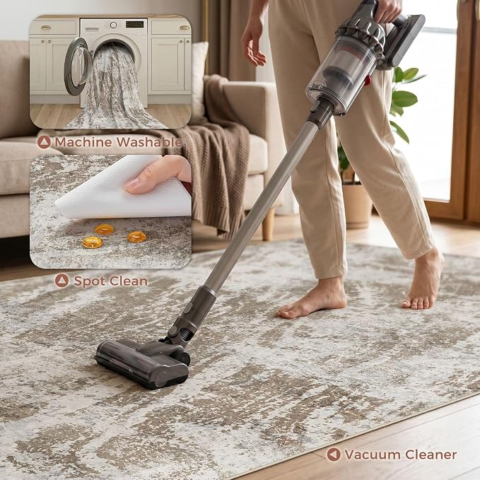DMOYEST 9x12 Washable Area Rug: Abstract Modern Non-Slip Carpet, Soft Low Pile - Image 6