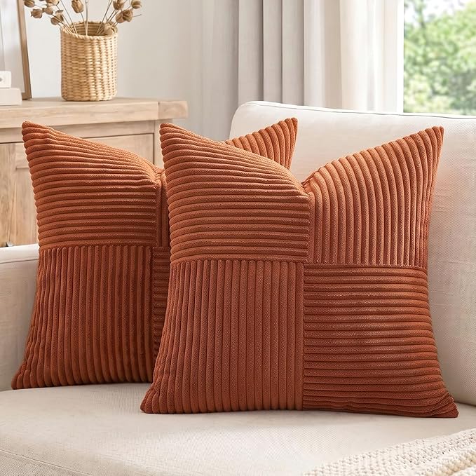 Fancy Homi 2 Packs Rust Samll Decorative Throw Pillow Covers 12x12 Inch by Fancy+Homi