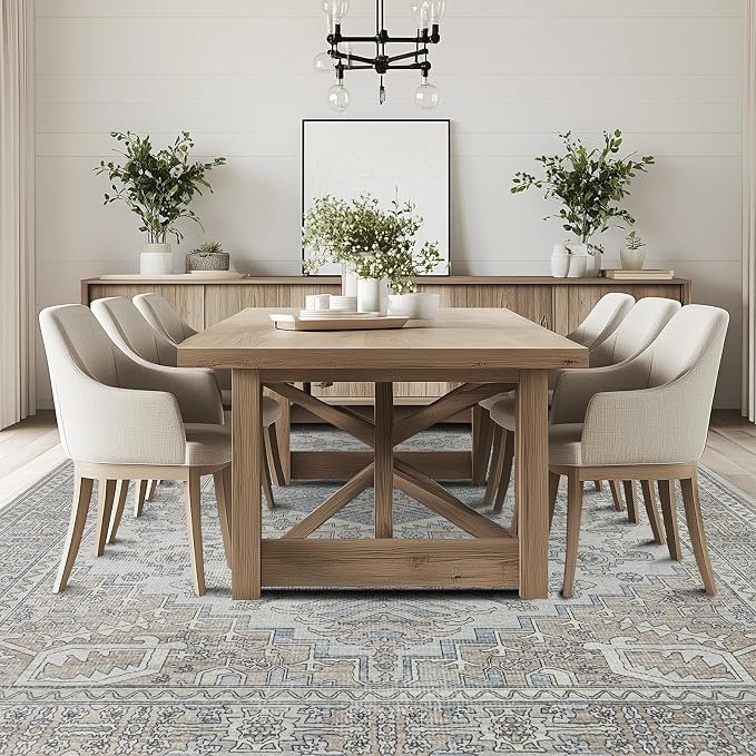 6x9 Washable Area Rugs for Living Room, Dining Room- Retro Taupe | Ultra Soft - Image 6