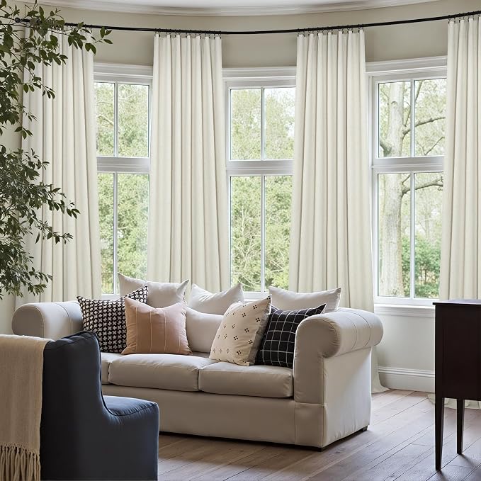 Cream Linen Blackout Curtains by Size 70 Inches Wide x 63 Inch Length Extra - Image 7
