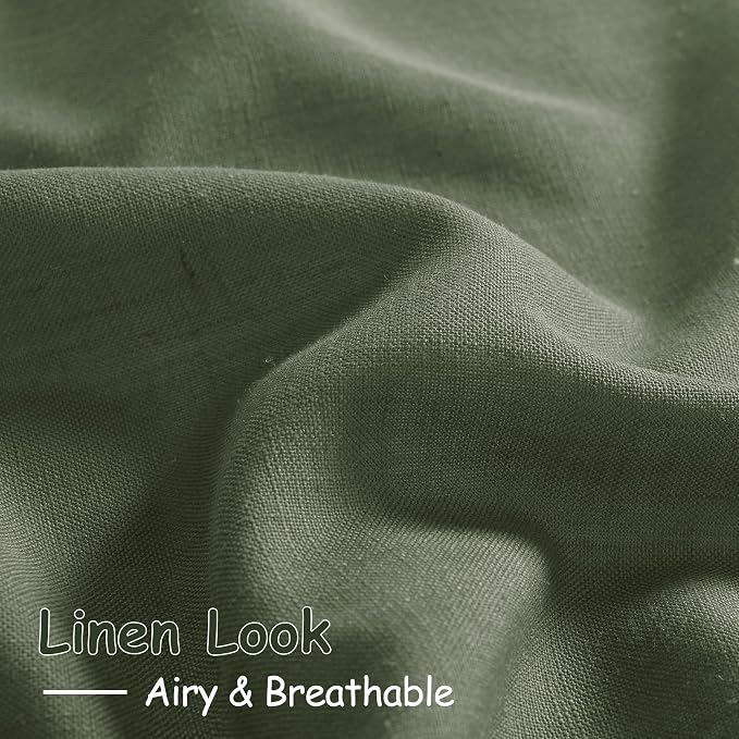 Extended Curtain Olive Green Linen Sheer Curtains - Image 5