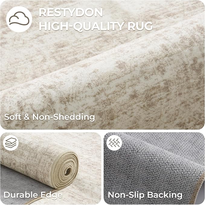 3x4 Rugs for Entryway, Washable Area Rug, Neutral Rug, Stain Resistant Indoor - Image 7