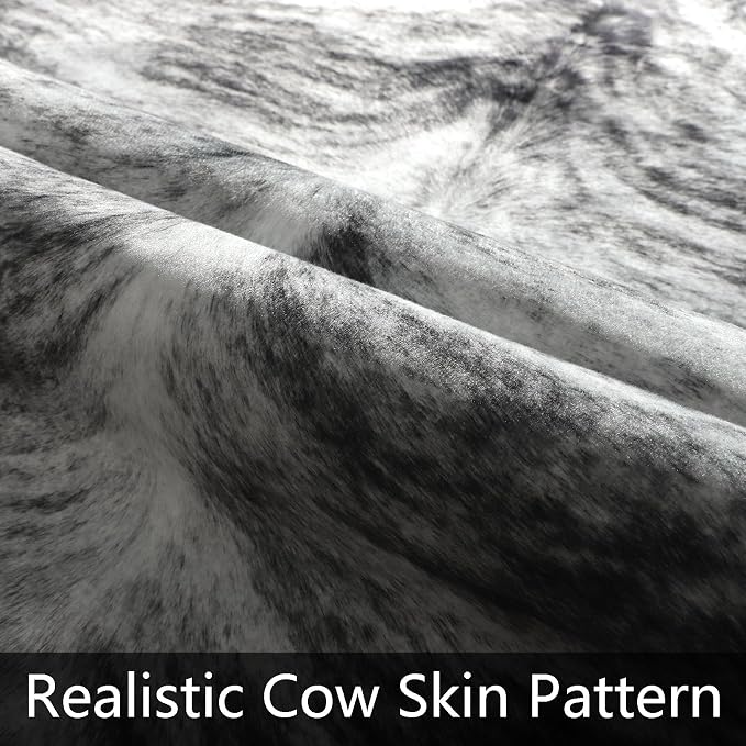 Western Faux Cowhide Rug, Animal Cow Hide Rug, 7 x 6.2 Ft Black | Premium - Image 6