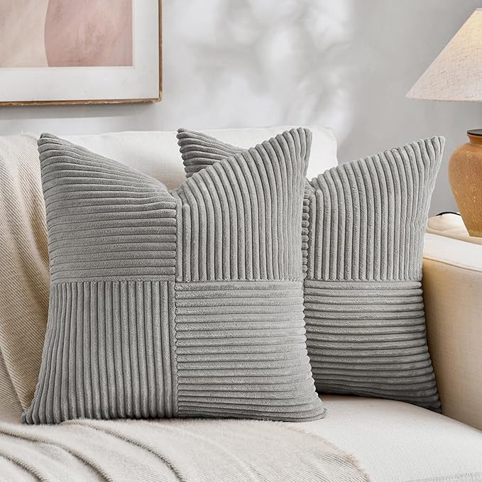 Fancy Homi 2 Packs Grey Decorative Throw Pillow Covers 20x20 Inch by Fancy+Homi