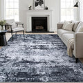 10x14 Area Rug Living Room: Modern Washable Indoor Carpet Black | by FXRHLP