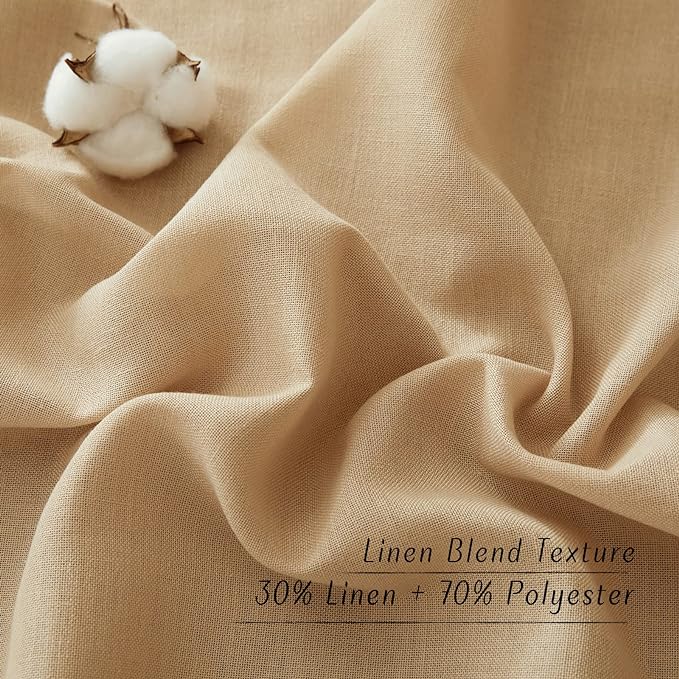 NICETOWN Linen Flax Semi Sheer Curtains 72" Length, Grommet Top Bedroom Window - Image 4