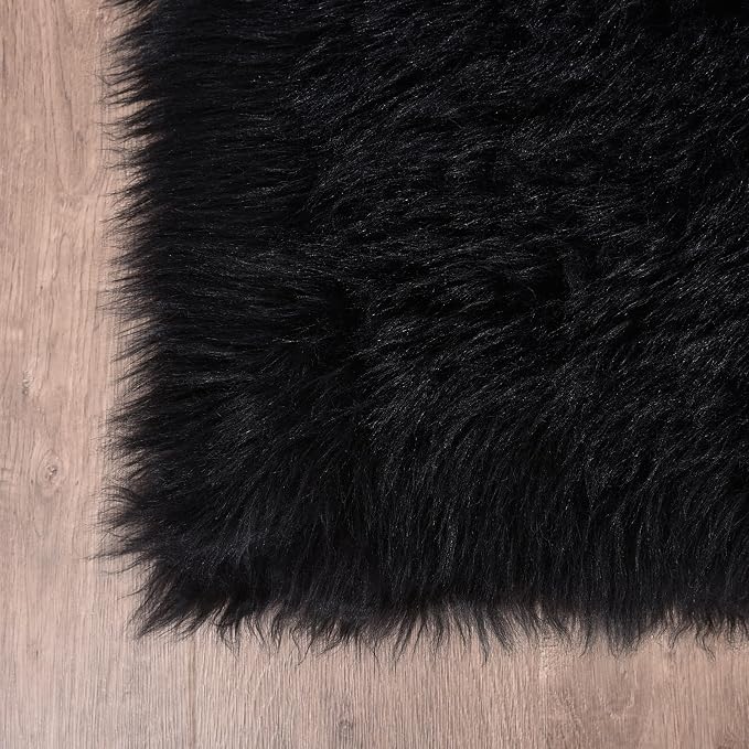 Goolela Black Fluffy Runner Rug 2x6 - Image 6