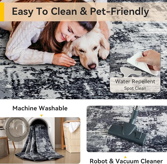 RELEANY Washable 6'x9' Abstract Area Rug - Image 4