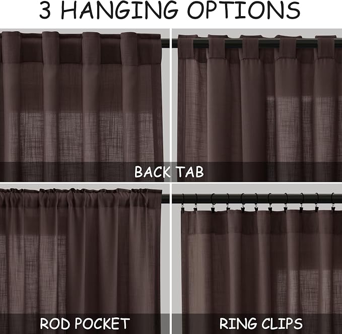 Coffee Linen Curtains 102 Inches Long - Image 3