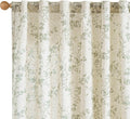 Green Vintage Floral Linen Curtains Farmhouse 50W X 96L 2 Panels | Elisa Series by Lazzzy