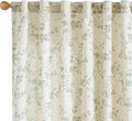 Green Vintage Floral Linen Curtains Farmhouse 50W X 90L 2 Panels | Elisa Series by Lazzzy