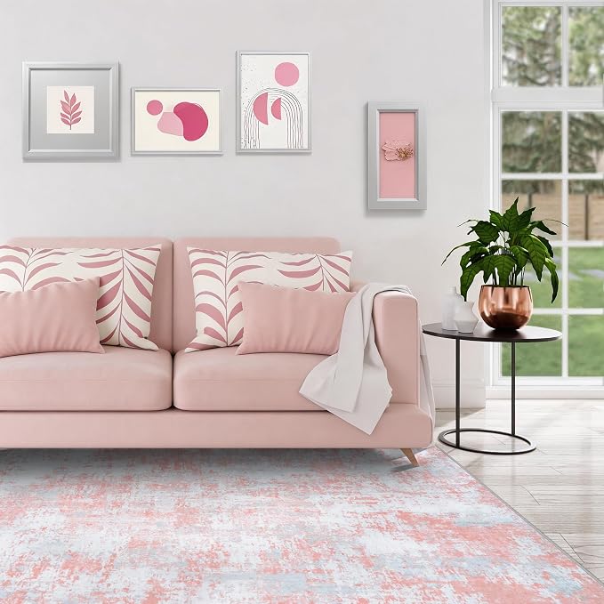 Aelenmu 8x10 Area Rugs for Living Room Bedroom Dining Room Washable Pink | Soft - Image 3