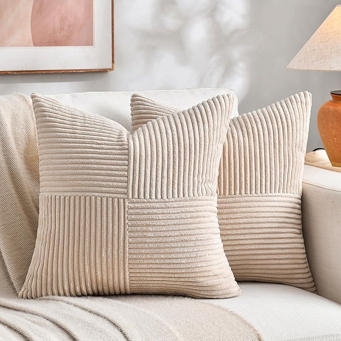 Fancy Homi 2 Packs Tan Euro Decorative Throw Pillow Covers 28x28 Inch by Fancy+Homi