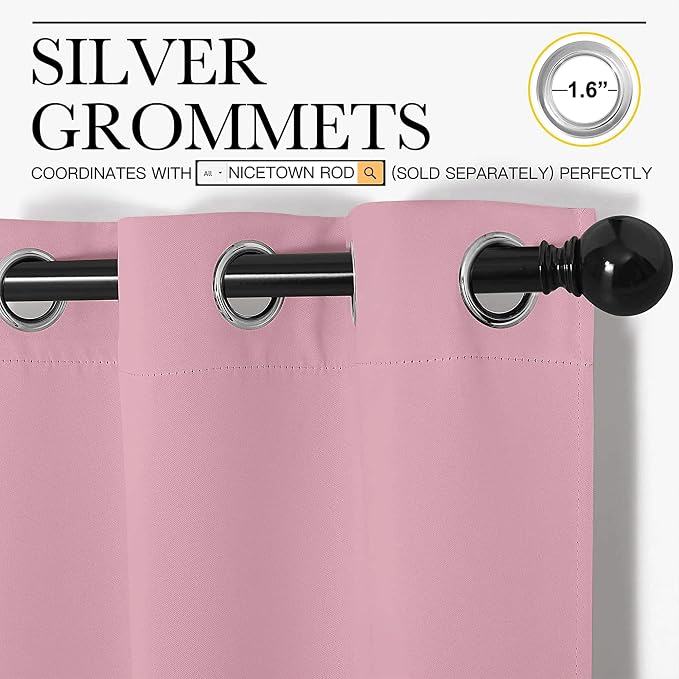 NICETOWN Window Curtain Panels, Thermal Insulated Solid Grommet Blackout - Image 3